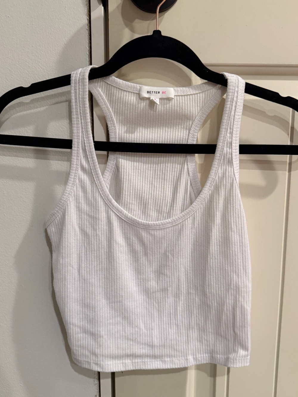 Better Be White Ribbed Racerback Crop Tank Top - Picture 1 of 3